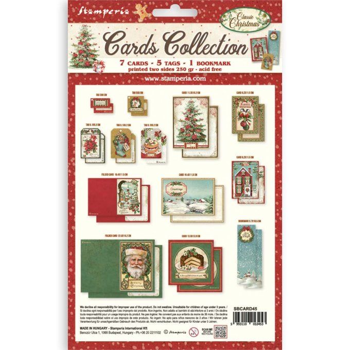 Cartes, collection : Classic christmas - Stamperia 