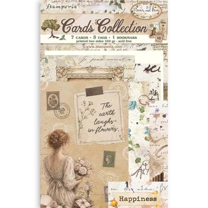Cartes, collection : Flowers and Poems - Stamperia 