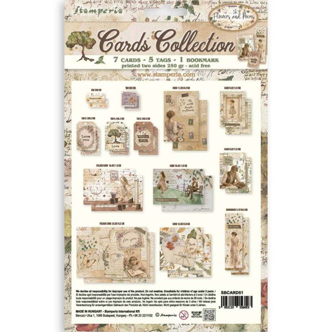 Cartes, collection : Flowers and Poems - Stamperia 