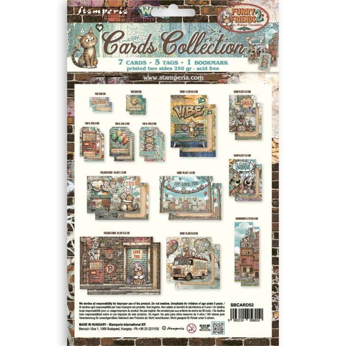 Cartes, collection : Furry friends 2 - Stamperia 