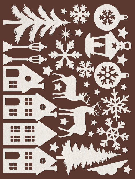 Die-cuts en papier aquarelle, 400gsm, collection : Christmas