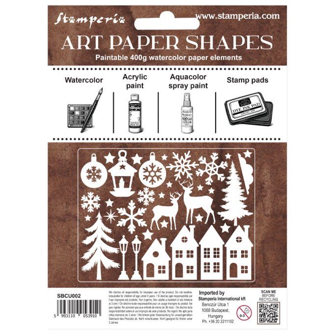 Die-cuts en papier aquarelle, 400gsm, collection : Christmas