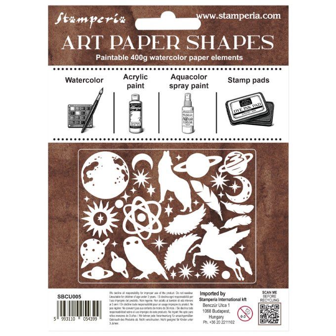 Die-cuts en papier aquarelle, 400gsm, collection : Cosmos