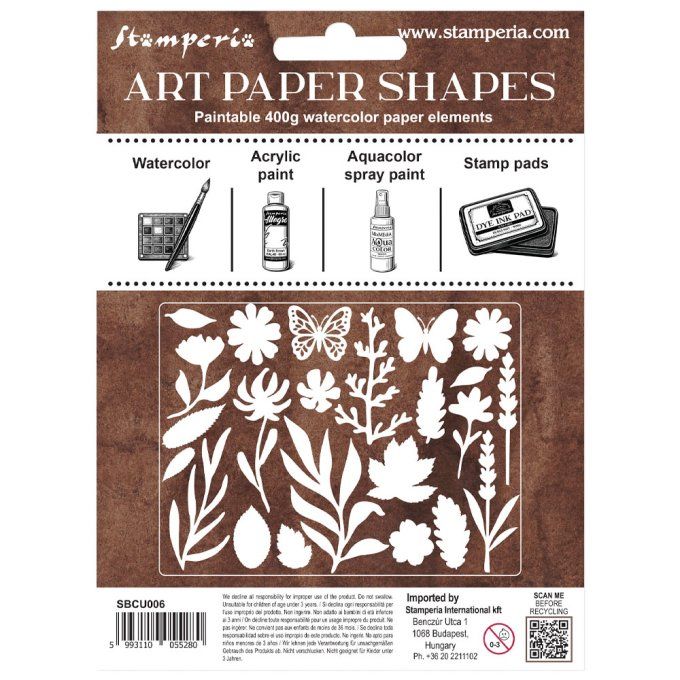 Die-cuts en papier aquarelle, 400gsm, collection : Flowers and Poems