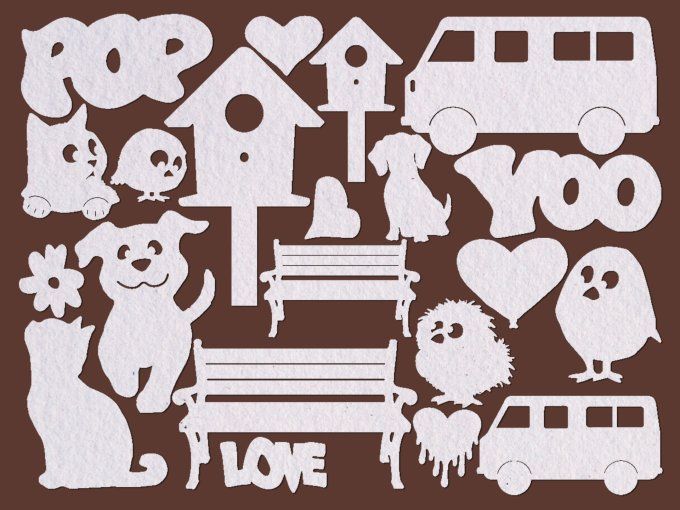 Die-cuts en papier aquarelle, 400gsm, collection : Furry friends 2
