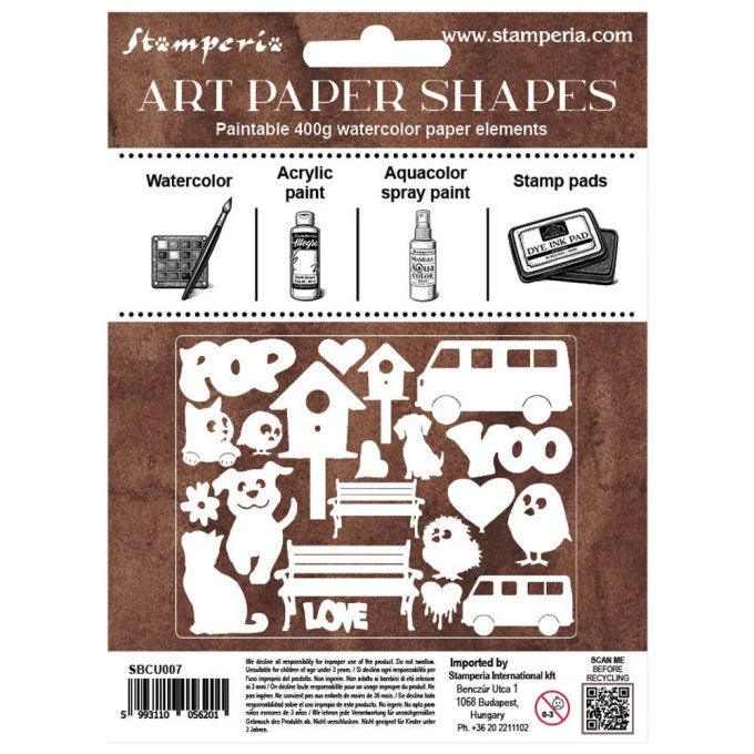 Die-cuts en papier aquarelle, 400gsm, collection : Furry friends 2