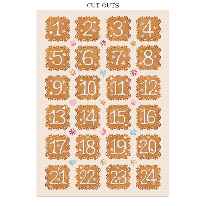 Stamperia, Junk Journal Collection Candy christmas - Fond, stickers, découpages