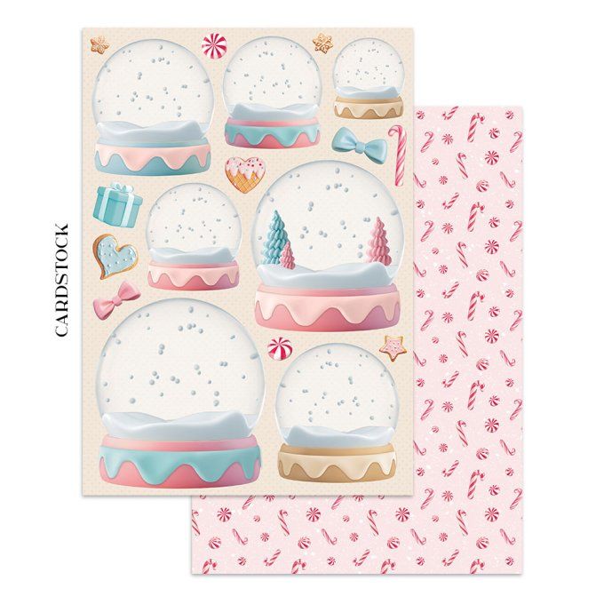 Stamperia, Junk Journal Collection Candy christmas - Fond, stickers, découpages