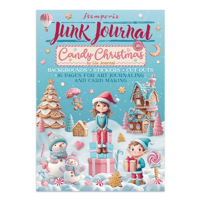 Stamperia, Junk Journal Collection Candy christmas - Fond, stickers, découpages