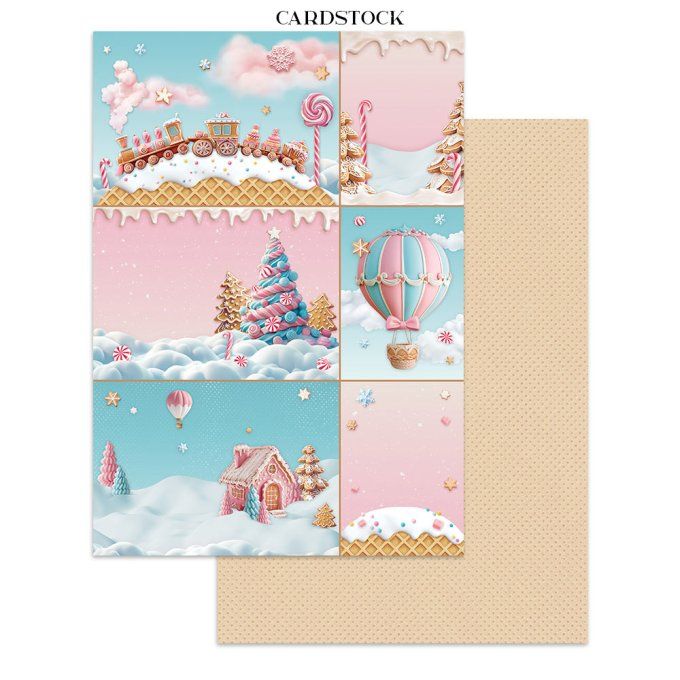 Stamperia, Junk Journal Collection Candy christmas - Fond, stickers, découpages