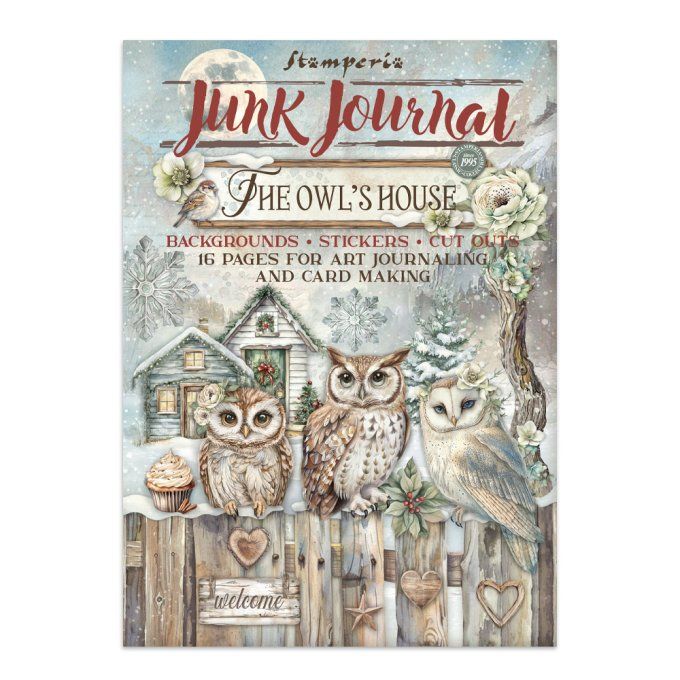 Stamperia, Junk Journal Collection The owl's house - Fond, stickers, découpages