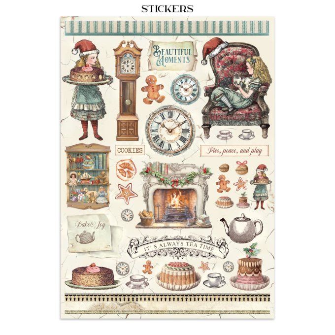Stamperia, Junk Journal Collection Alice in christmas - Fond, découpages