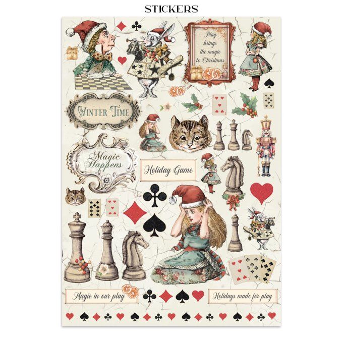 Stamperia, Junk Journal Collection Alice in christmas - Fond, découpages
