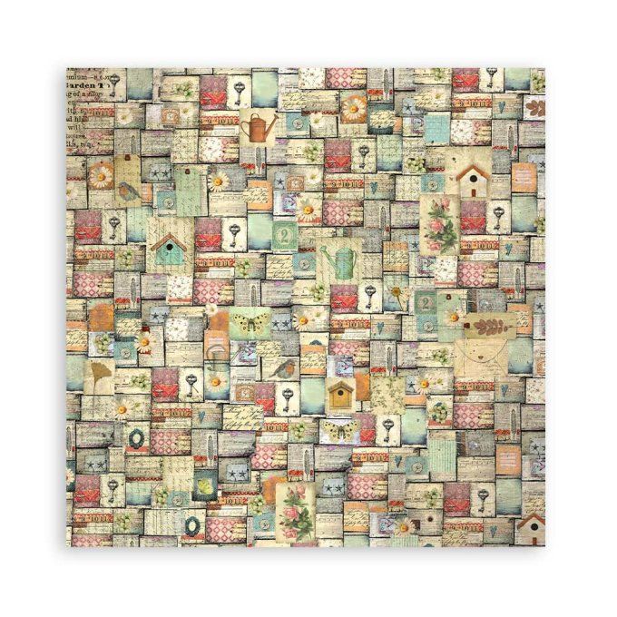 4 tissus polyester, collection : Garden - Stamperia - dimension : 30x30cm