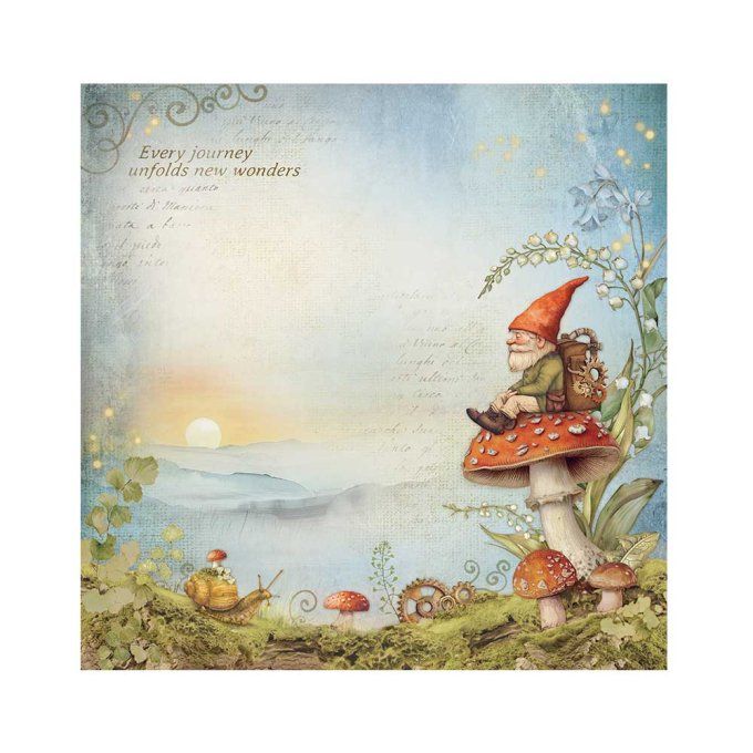 4 tissus polyester, collection : Hidden grove - Stamperia - dimension : 30x30cm 