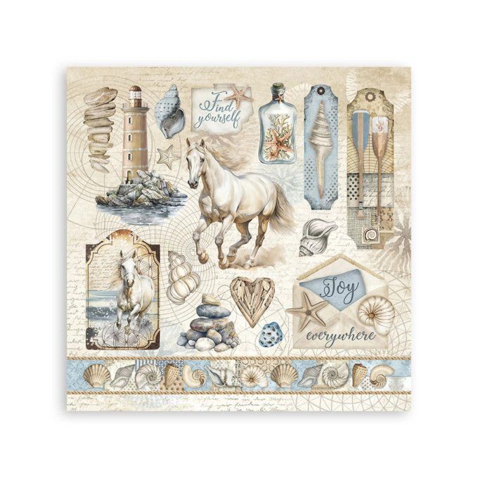 4 feuilles de stickers, dimensions 16.5x16.5cm, Silent sea, Stamperia