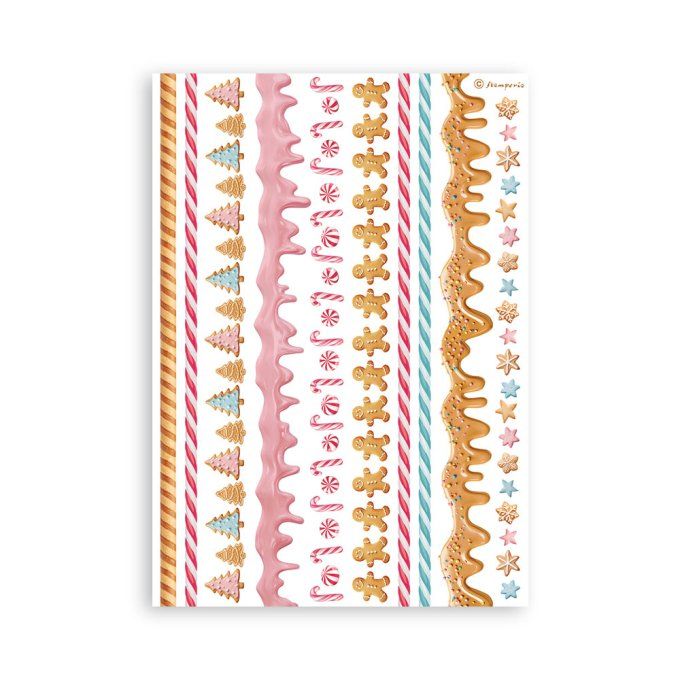 8 feuilles, éléments autocollants, dim. 14.5x21cm environ, Candy christmas, Stamperia