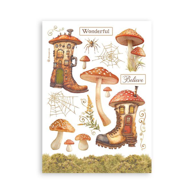 8 feuilles, éléments autocollants, dim. 14.5x21cm environ, Whispering woods, Stamperia