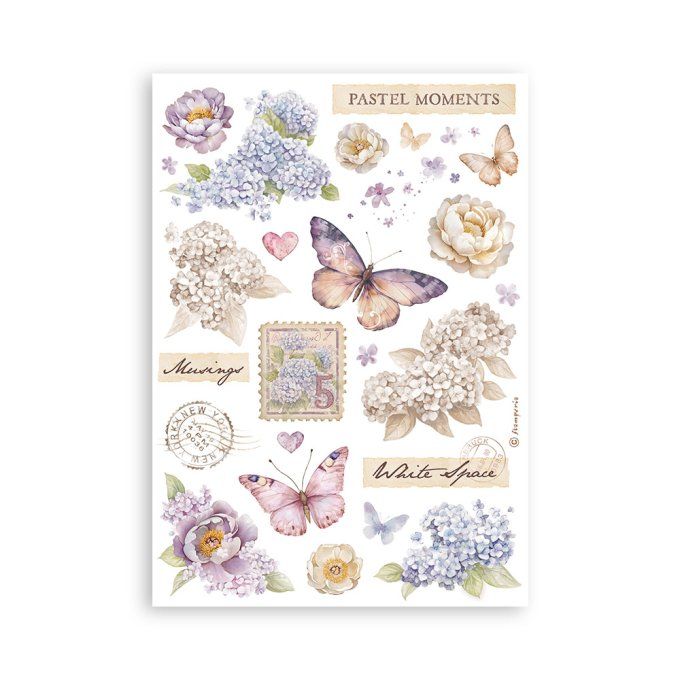 8 feuilles, éléments autocollants, dim. 14.5x21cm environ, Quiet days, Stamperia