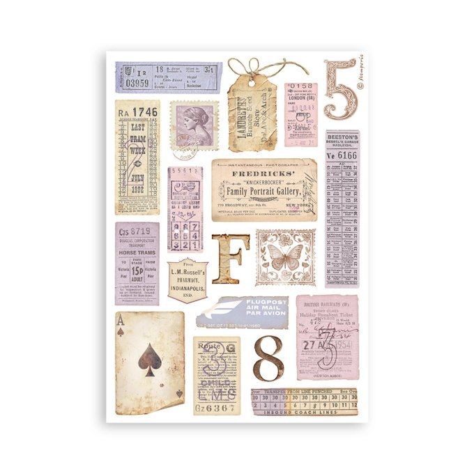 8 feuilles, éléments autocollants, dim. 14.5x21cm environ, Quiet days, Stamperia