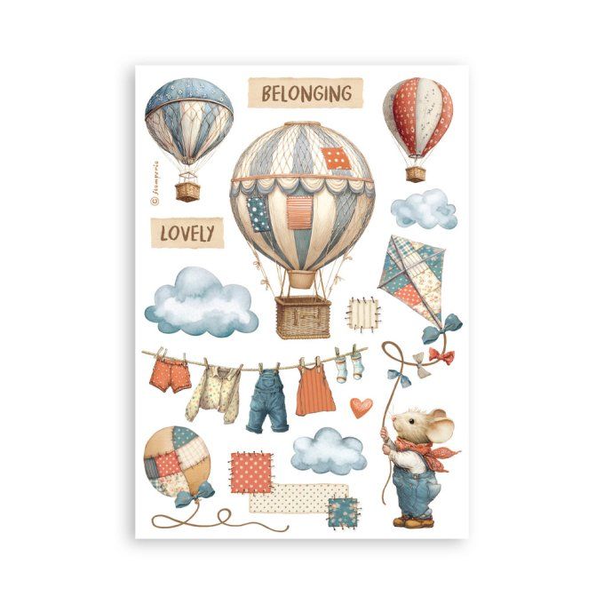 8 feuilles, éléments autocollants, dim. 14.5x21cm environ, Family, Stamperia