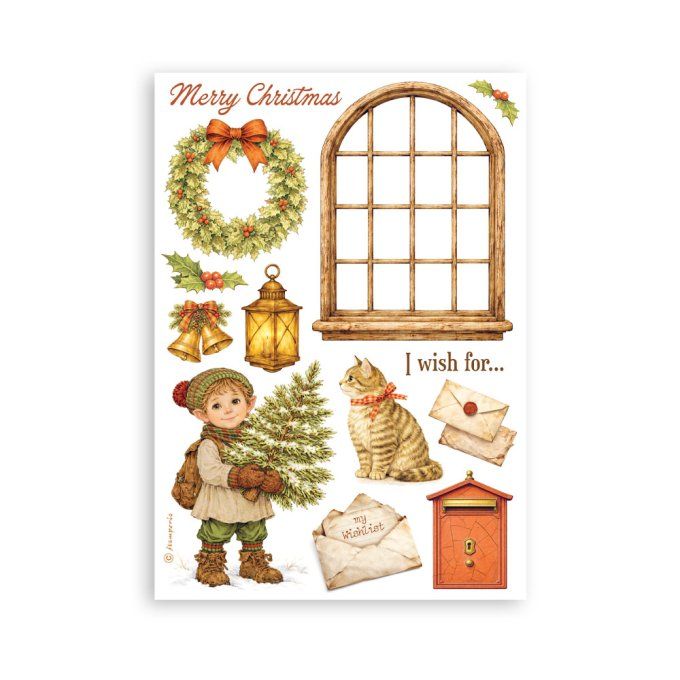 8 feuilles, éléments autocollants, dim. 14.5x21cm environ, collection : Silent Night