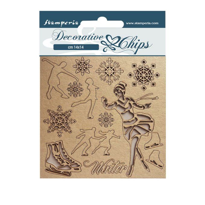 Stamperia, planche de chipboards - dimension 14x14cm - Sweet winter