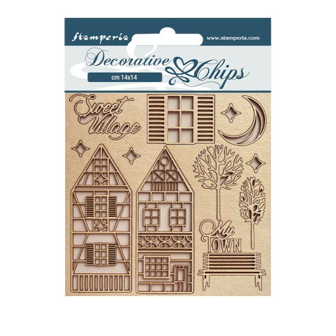 Stamperia, planche de chipboards - dimension 14x14cm - Sweet winter