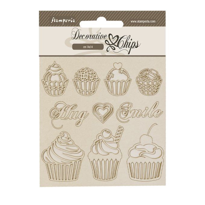 Stamperia, planche de chipboards - dimension 14x14cm - Coffee and chocolate