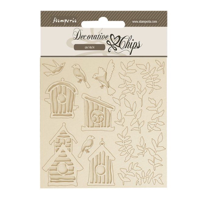 Stamperia, planche de chipboards - dimension 14x14cm - Garden