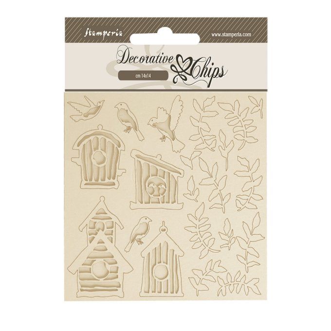 Stamperia, planche de chipboards - dimension 14x14cm - Garden