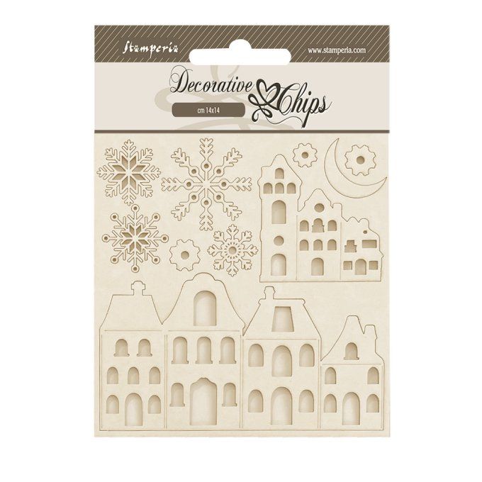 Stamperia, planche de chipboards - dimension 14x14cm - Gear up for christmas