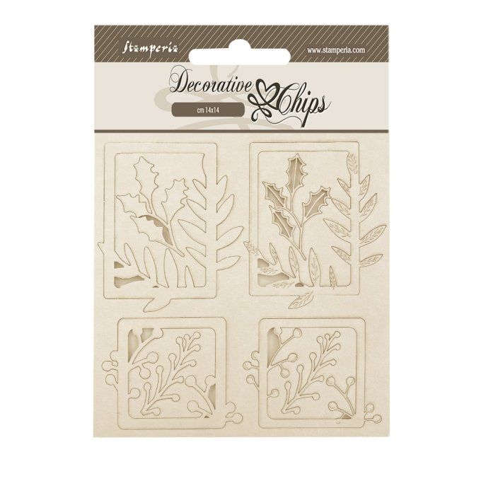 Stamperia, planche de chipboards - dimension 14x14cm - Gear up for christmas