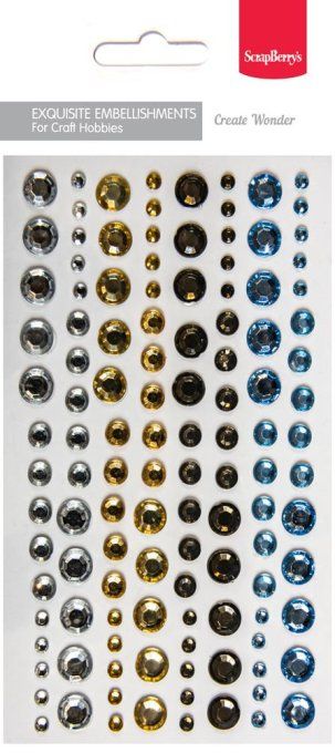 120 adhesives gem - stickers demi-perles à facette - Dimension de la planche : 7x12cm environ