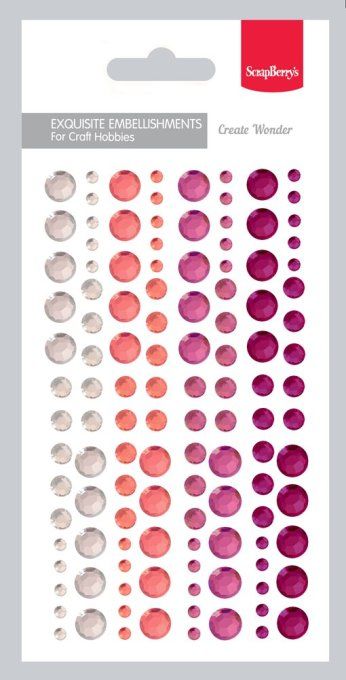 120 adhesives gem - stickers demi-perles à facette - Dimension de la planche : 7x12cm environ