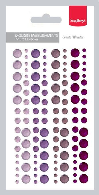 120 adhesives gem - stickers demi-perles à facette - Dimension de la planche : 7x12cm environ