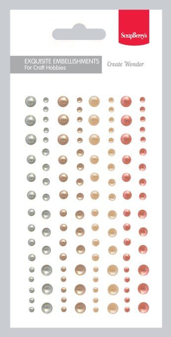 120 stickers demi-perles, pearl, 4 couleurs - diamètre de 3 à 6mm