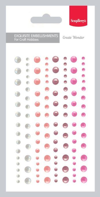 120 stickers demi-perles, pearl, 4 couleurs - diamètre de 3 à 6mm