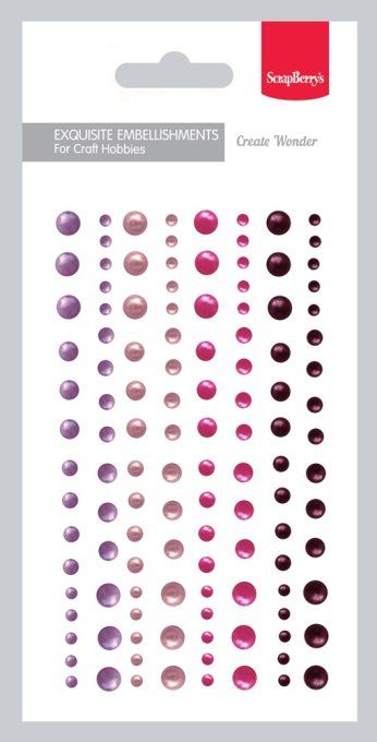 120 stickers demi-perles, pearl, 4 couleurs - diamètre de 3 à 6mm