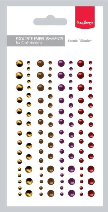 120 stickers demi-perles, pearl, 4 couleurs - diamètre de 3 à 6mm