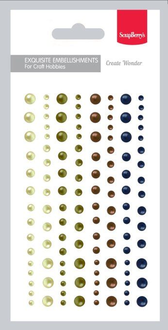 120 stickers demi-perles, pearl, 4 couleurs - diamètre de 3 à 6mm