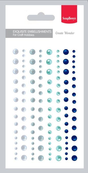 120 stickers demi-perles, pearl, 4 couleurs - diamètre de 3 à 6mm
