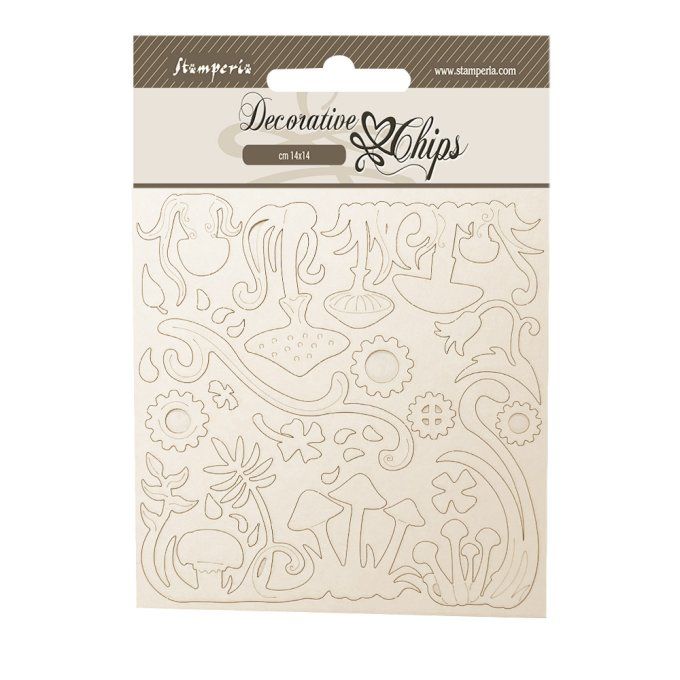 Stamperia, planche de chipboards - dimension 14x14cm - Hidden grove