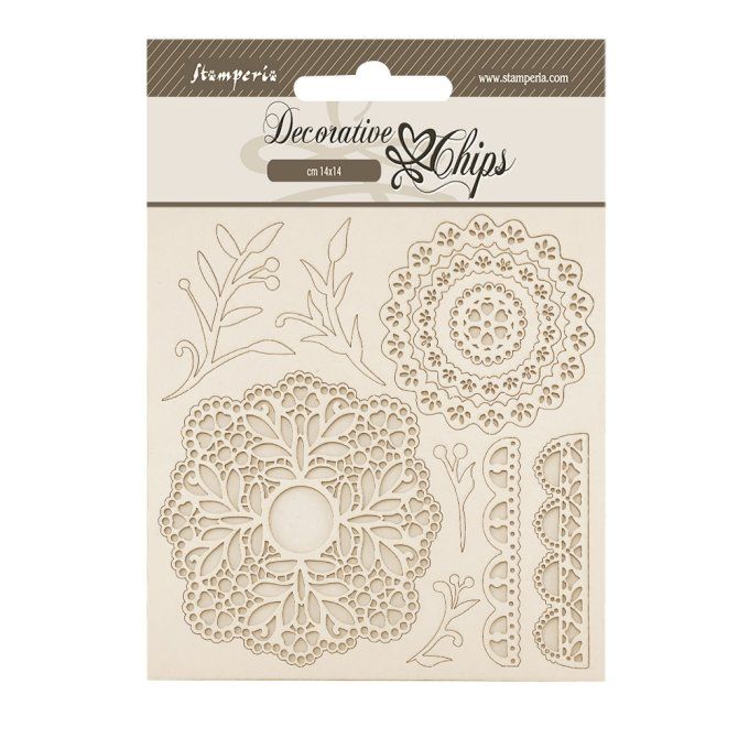 Stamperia, planche de chipboards - dimension 14x14cm - Timeless