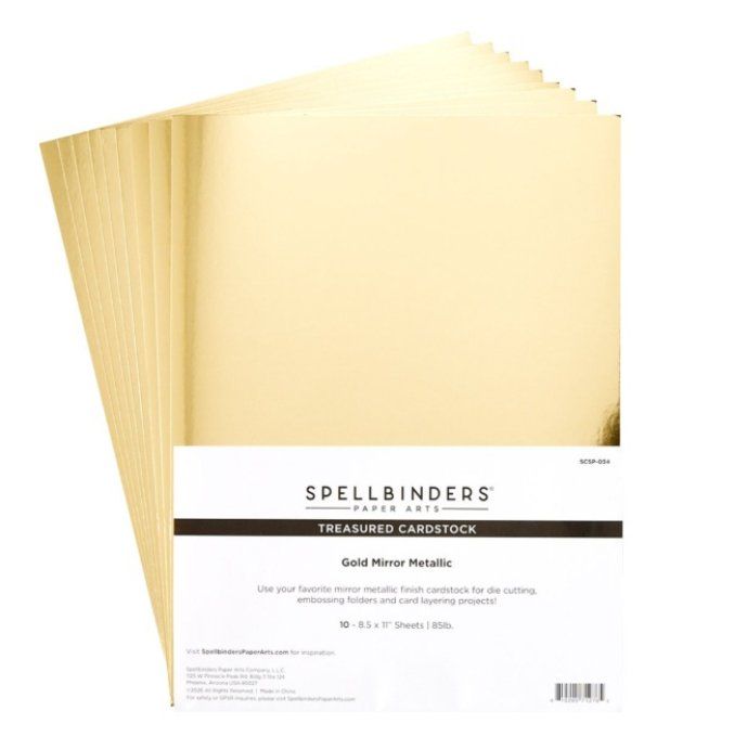 Spellbinders - ensemble de cardstock miroir, couleur : gold - Dimension : 21.6x37.94cm environ 