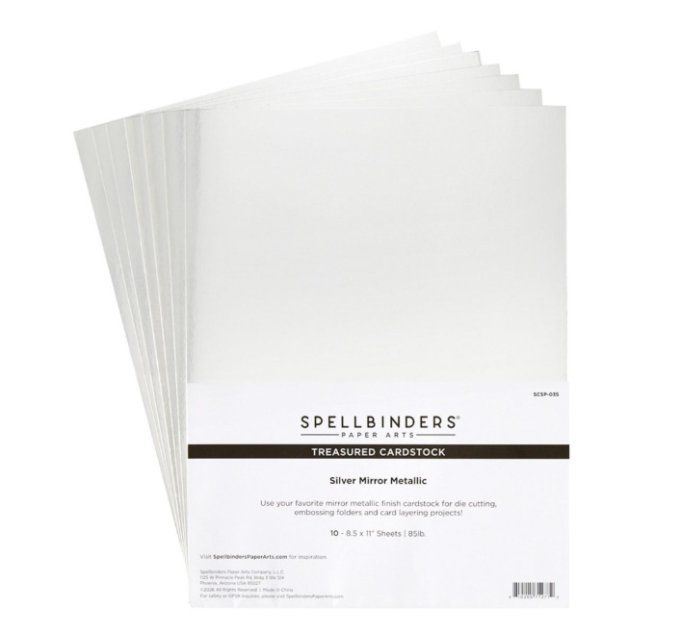 Spellbinders - ensemble de cardstock miroir, couleur : silver - Dimension : 21.6x37.94cm environ