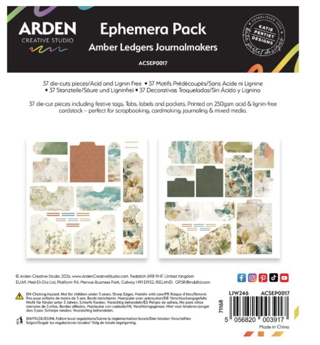 Arden creative studio, Amber ledgers - Ephemera pack, journalmakers (37 pièces)