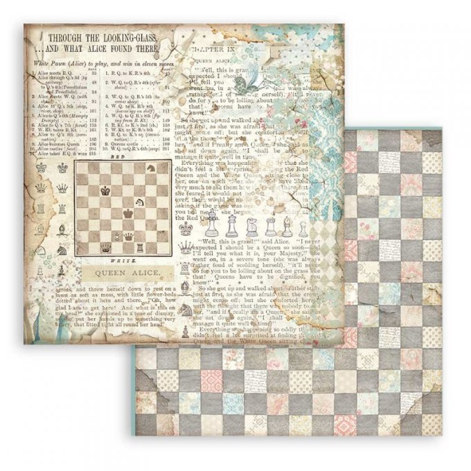 Collection Alice, patterns (fonds), 20x20cm - 10 feuilles motif recto verso - Stamperia