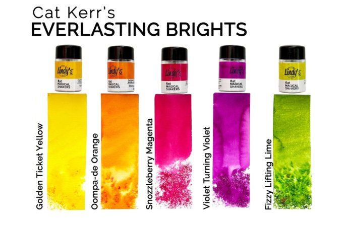 Lot de 5 Pigments Magical shaker, Lindy's, Cat Kerr, Everlasting Brights