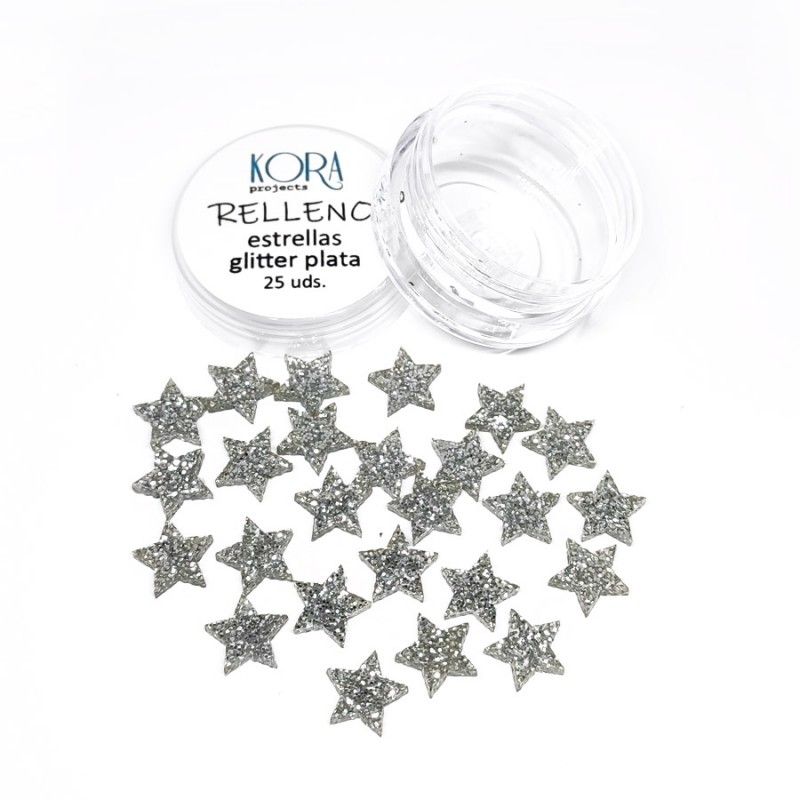 Environ 25 petites étoiles, couleur argent pailleté, en acrylique - Kora  projects - Horizon-creatif